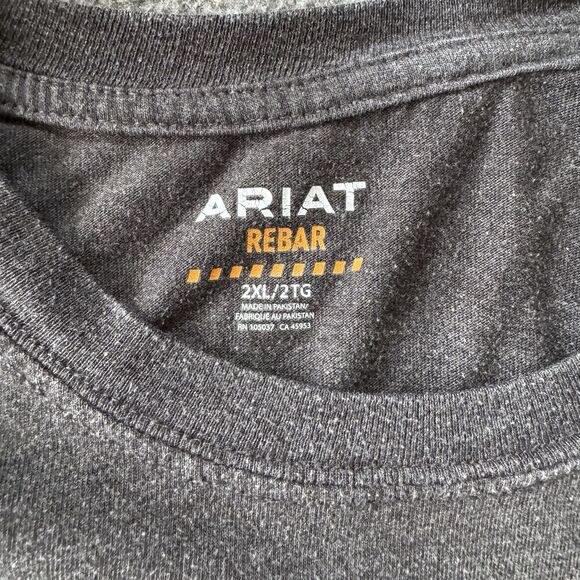 Ariat Rebar Men's Pocket Tee Crew Neck Short Sleeve Solid Cotton Gray Size 2XL - Picture 5 of 9